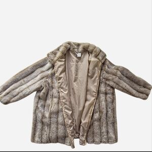 Roaman's Taupe Faux Fur Teddy Jacket